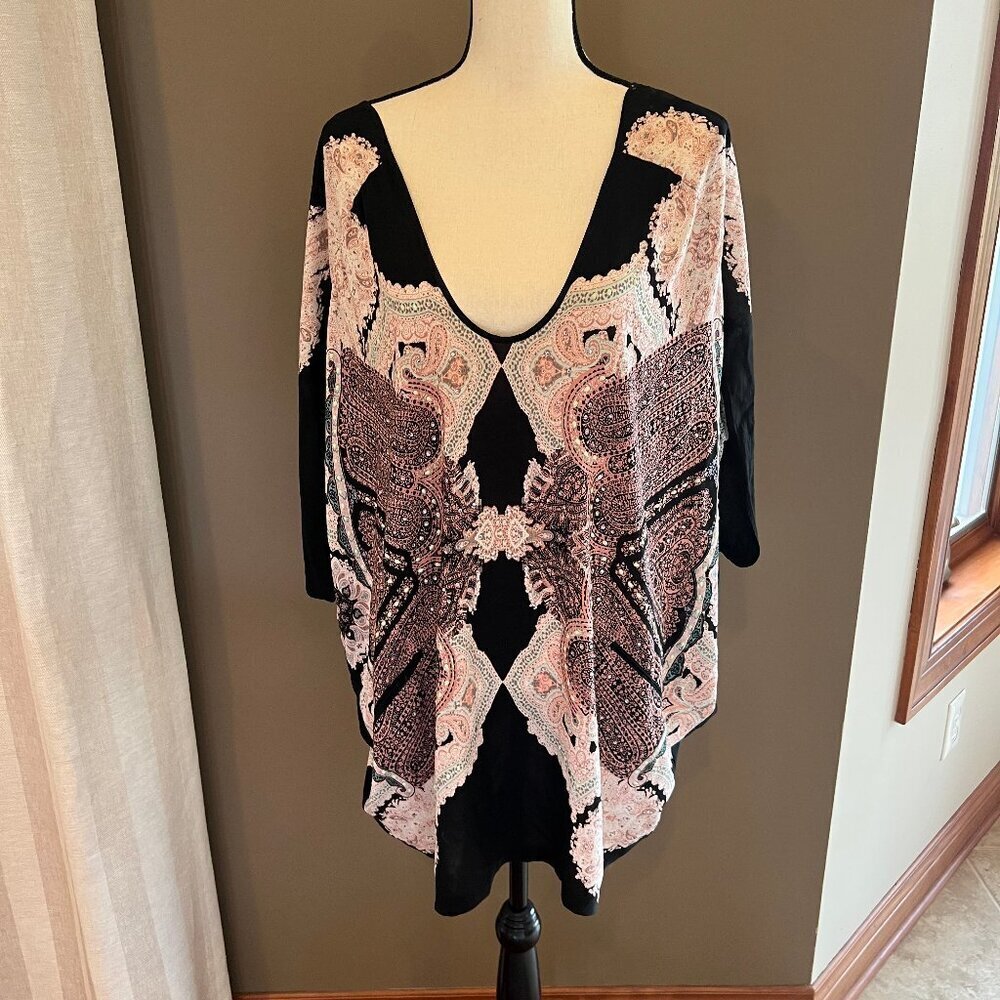 Victoria's Secret Black and Blush Paisley Swim Coverup